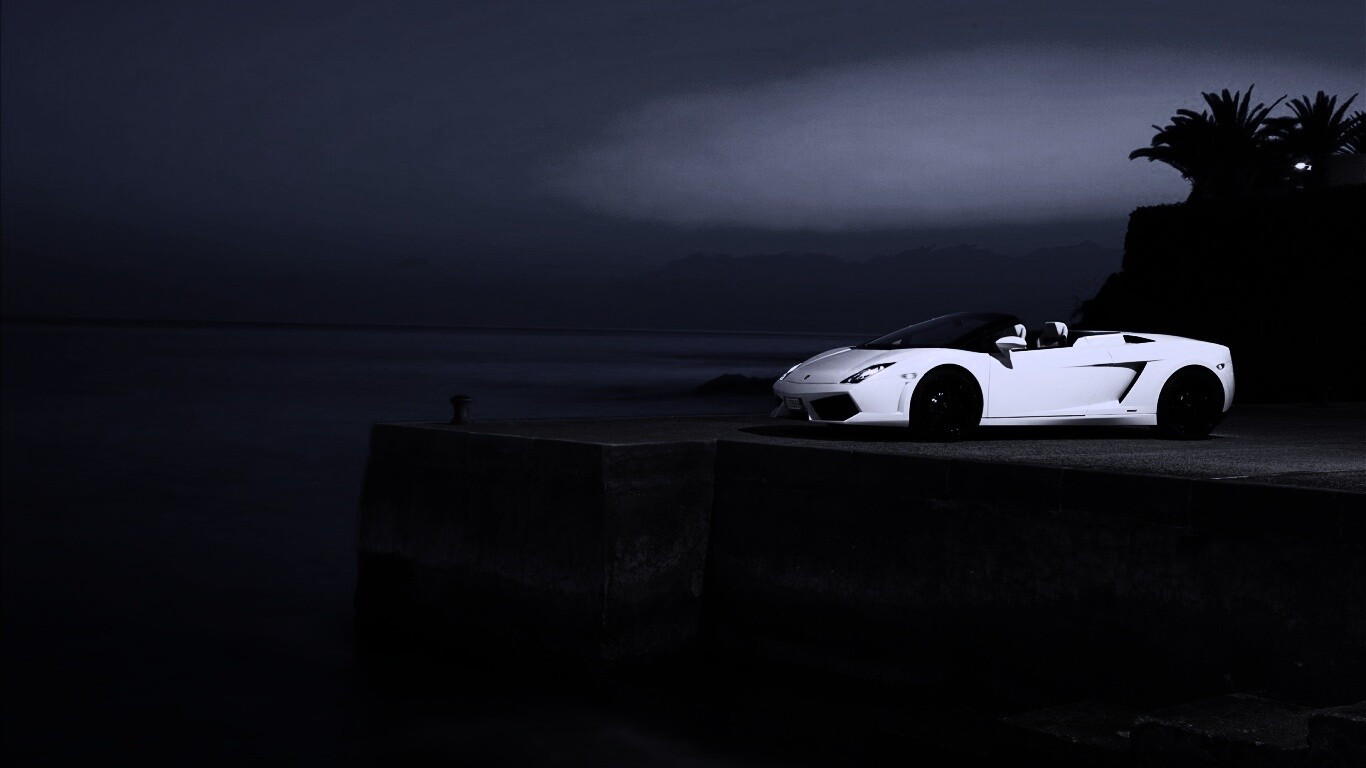 Белый кабриолет ламбо обои