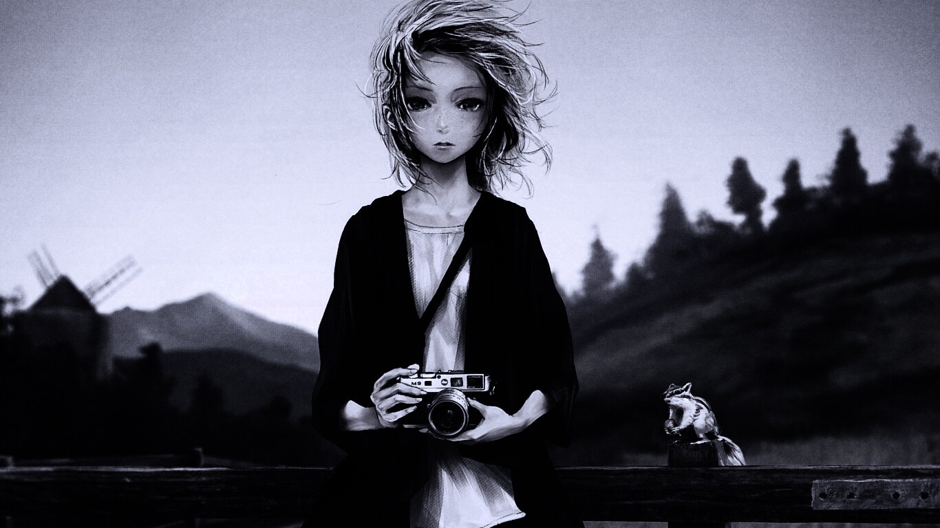 Девушка с фотоаппаратом обои