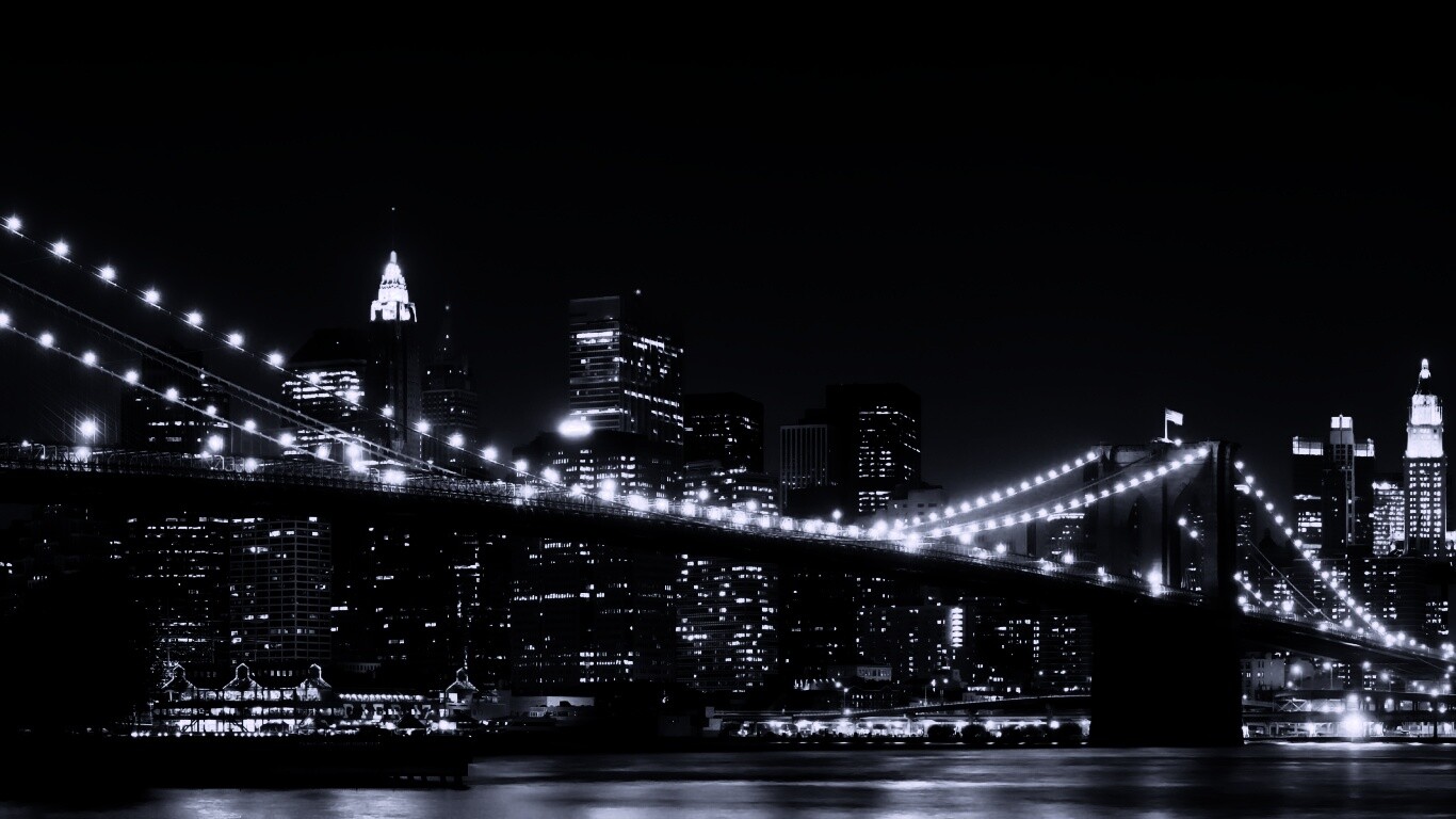 Вид на ночной Нью-Йорк обои