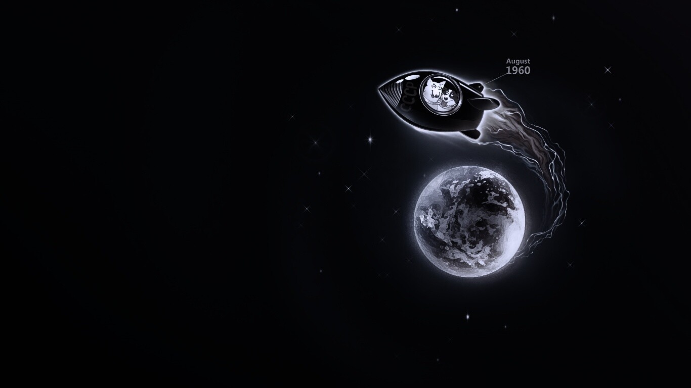 Белка и Стрелка летят в космос обои