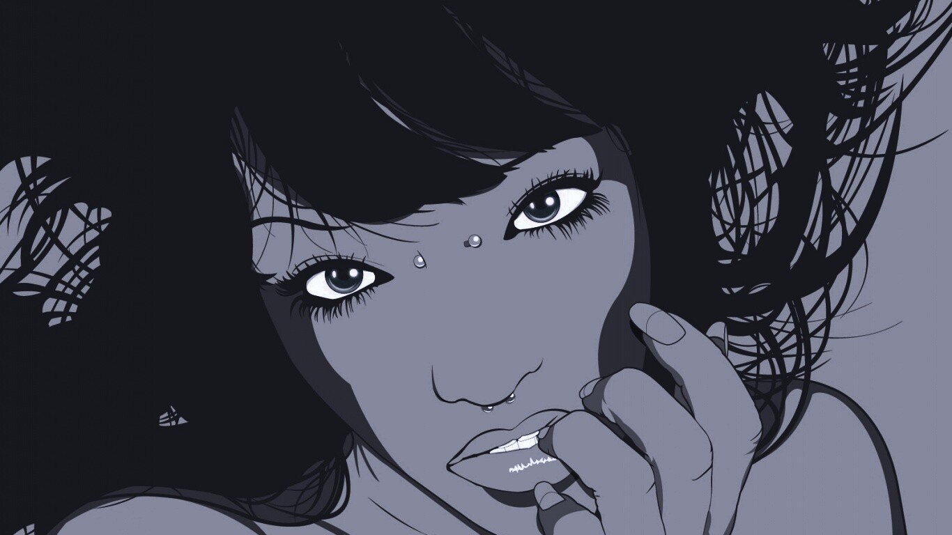 Девушка с пирсингом обои