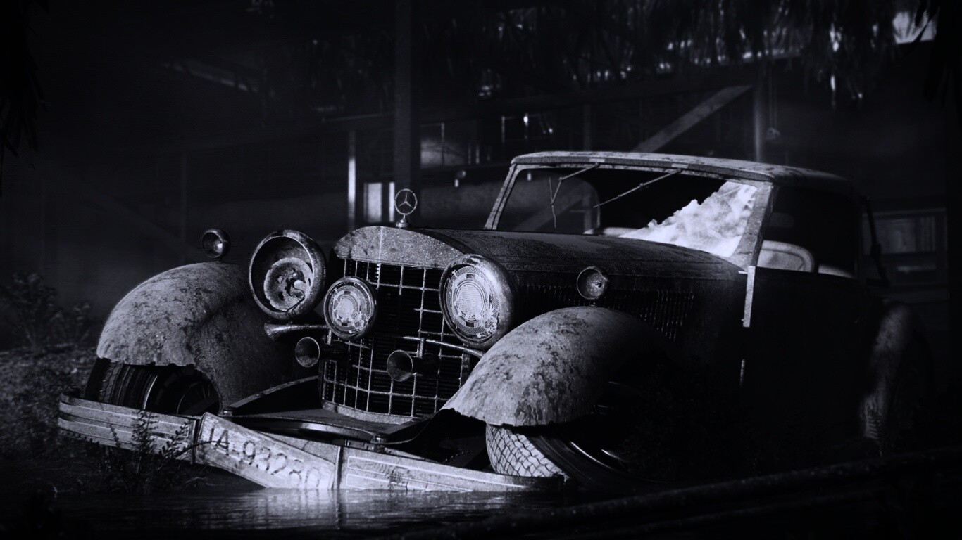 Гниющий ретро мерседес обои