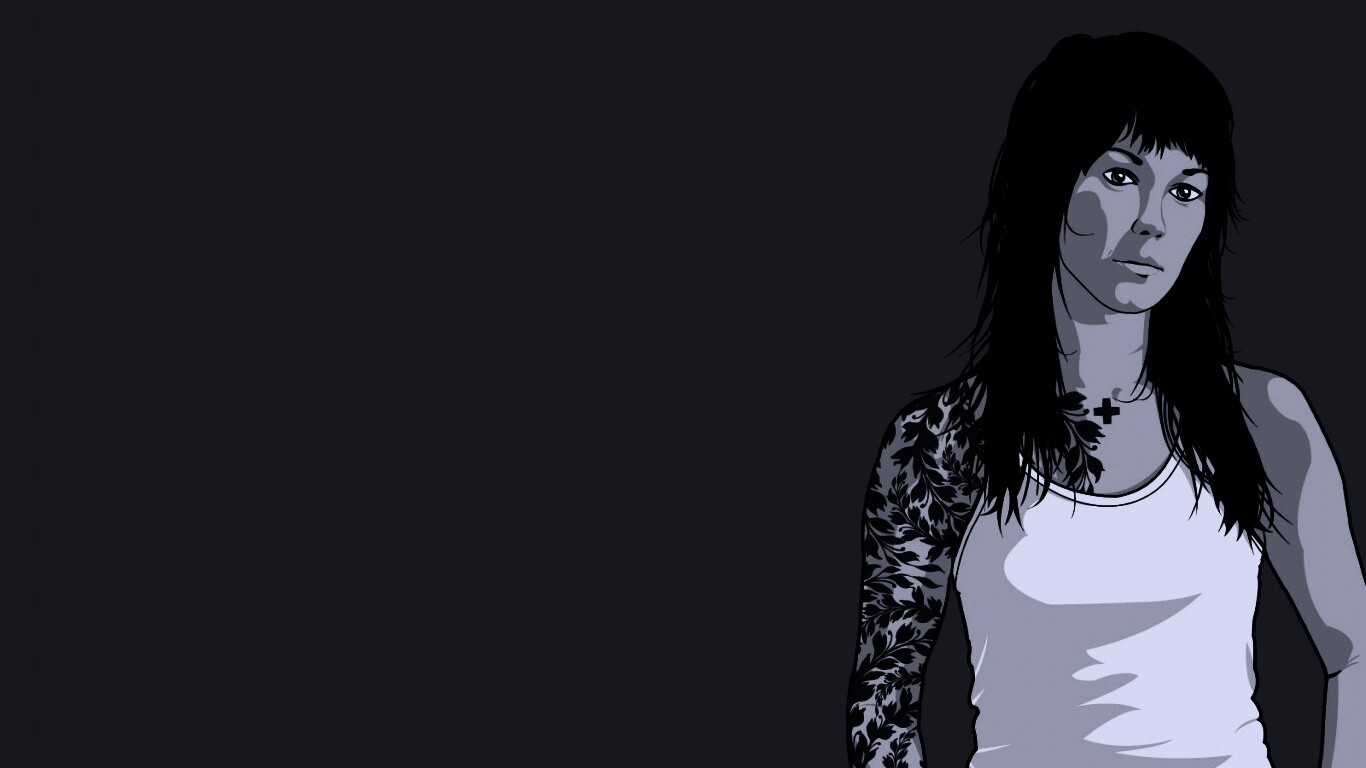 Девушка с татуировкой в виде листвы обои