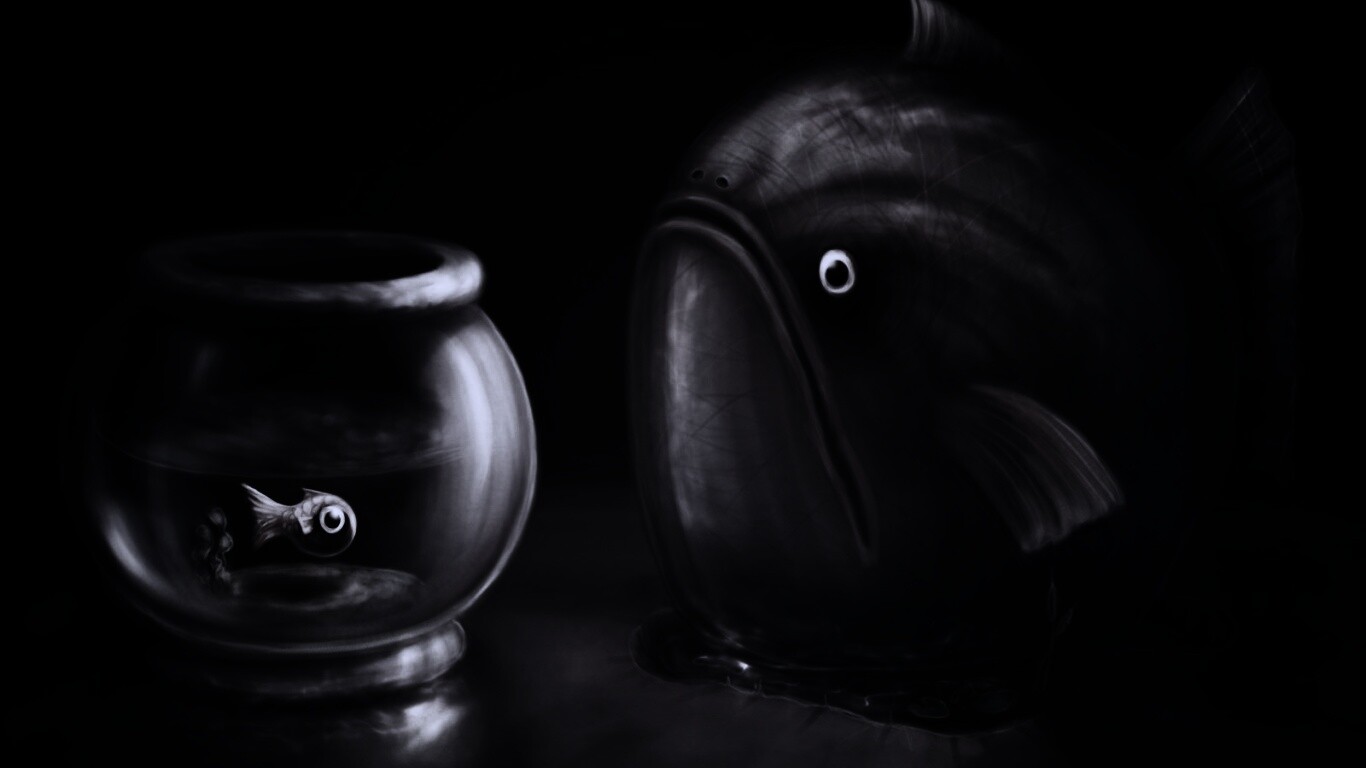 Большая и маленькая рыбки обои