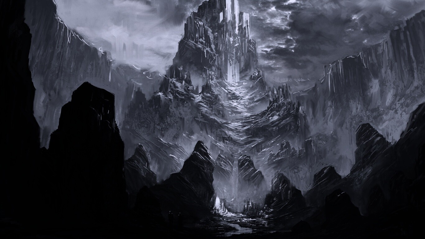 Город в горах обои