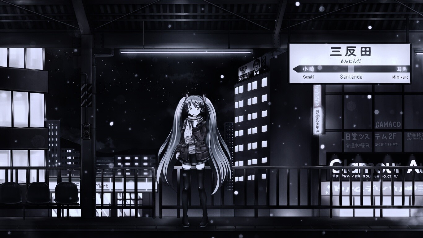 Девочка на остановке обои