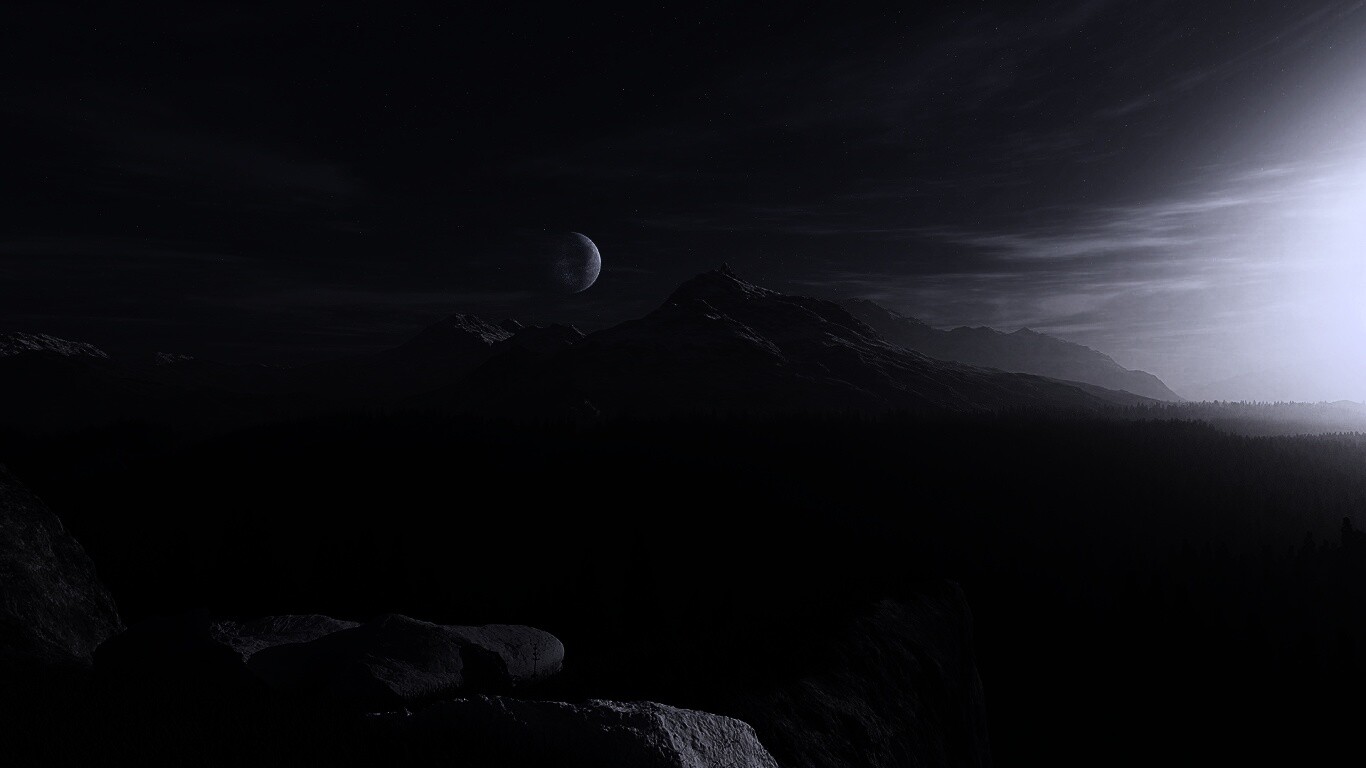 Луна над горами обои