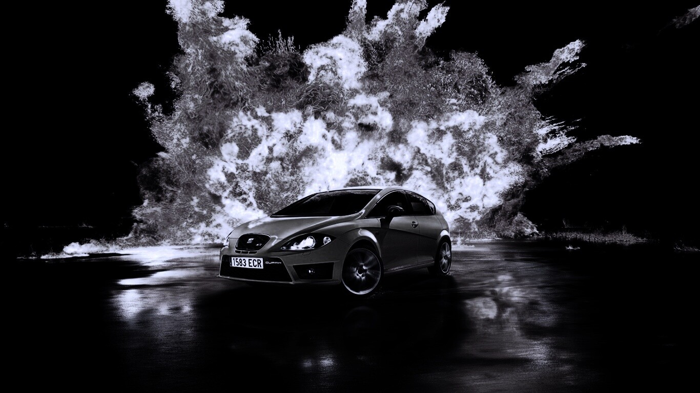 Желтый Леон на фоне взрыва обои