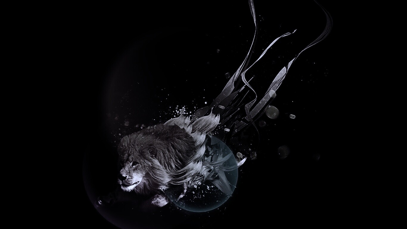 Лев в абстарктой фигне обои