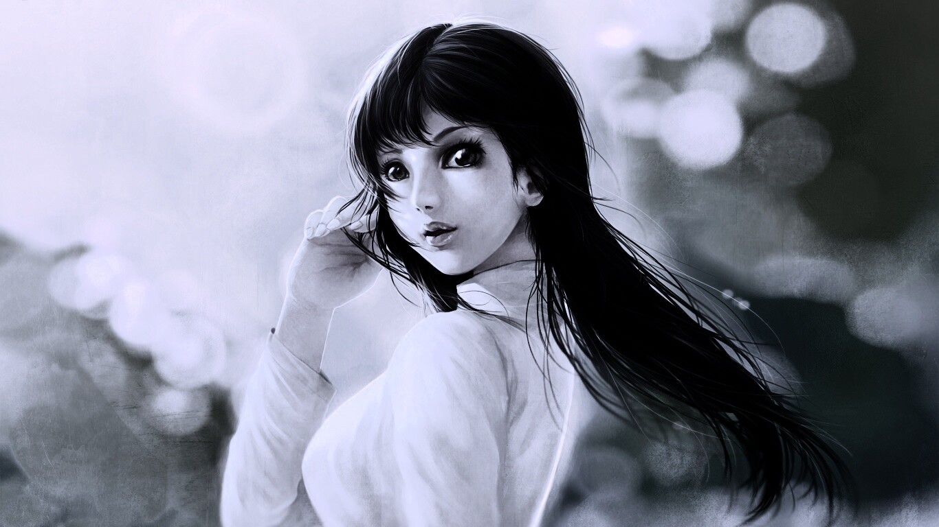 Девушка вполоборота обои