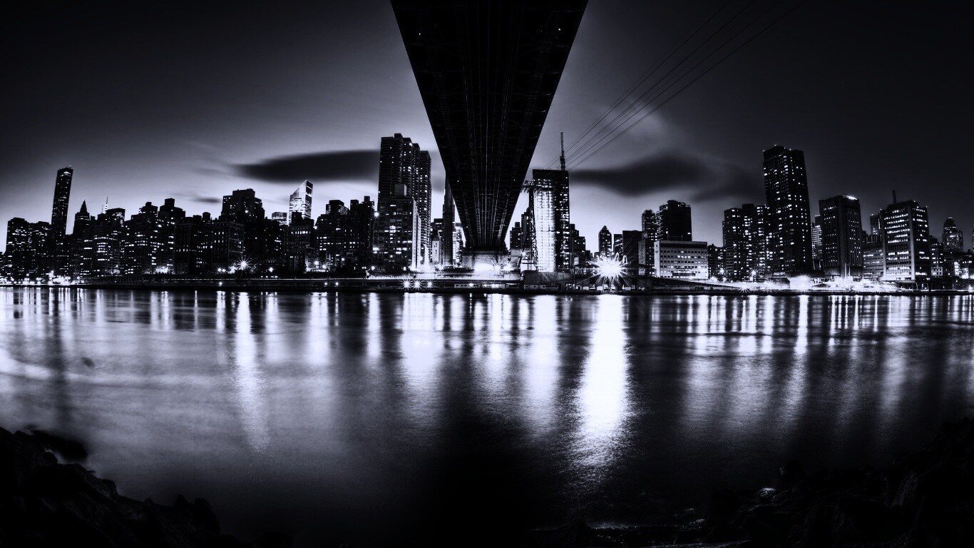 Вид на Остров Рузвельта из-под моста Квиснборо обои