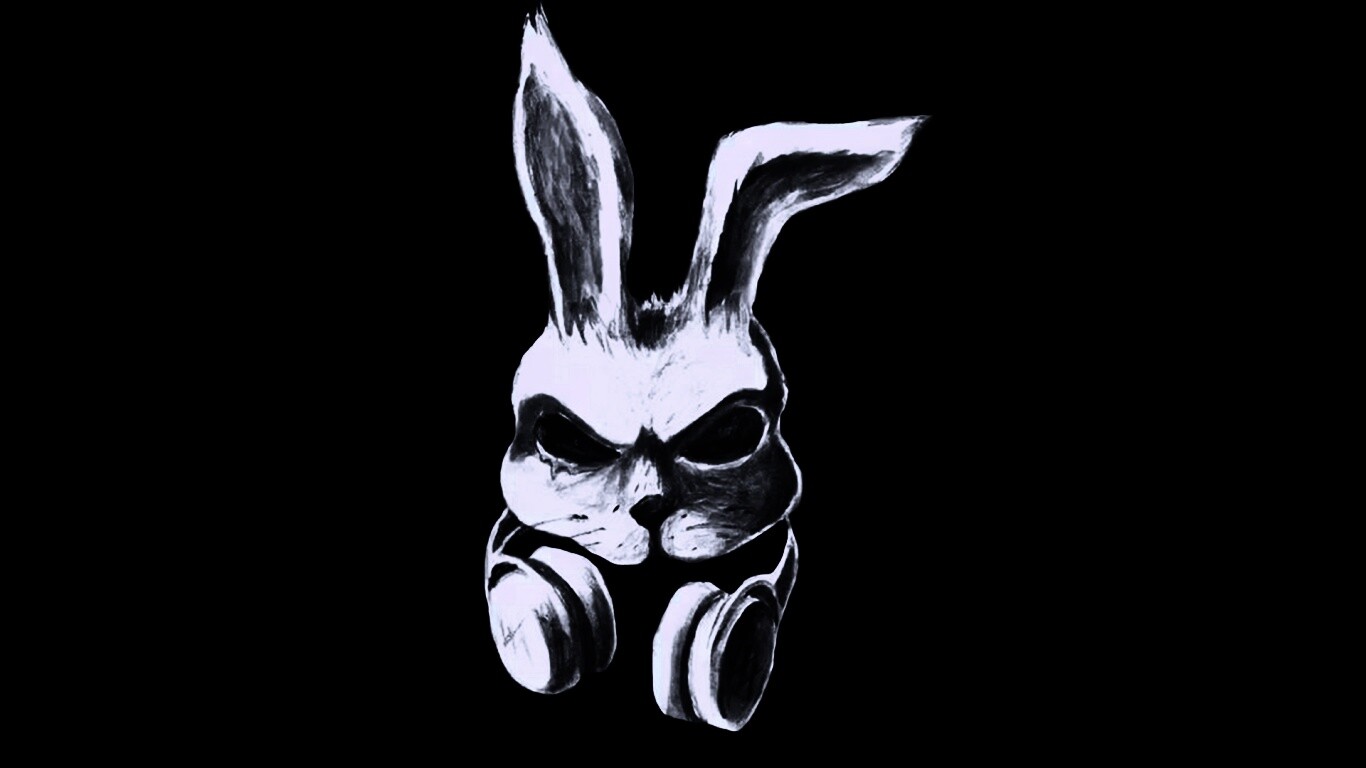 Кролик в наушниках обои