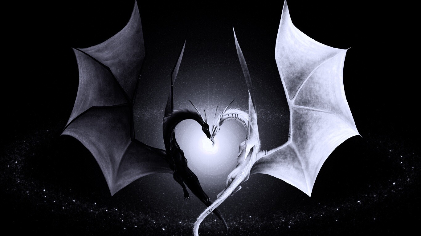 Влюбленные драконы обои