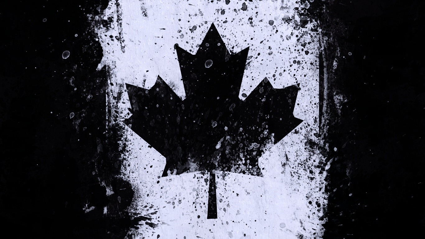 Флаг Канады нарисованный краской обои