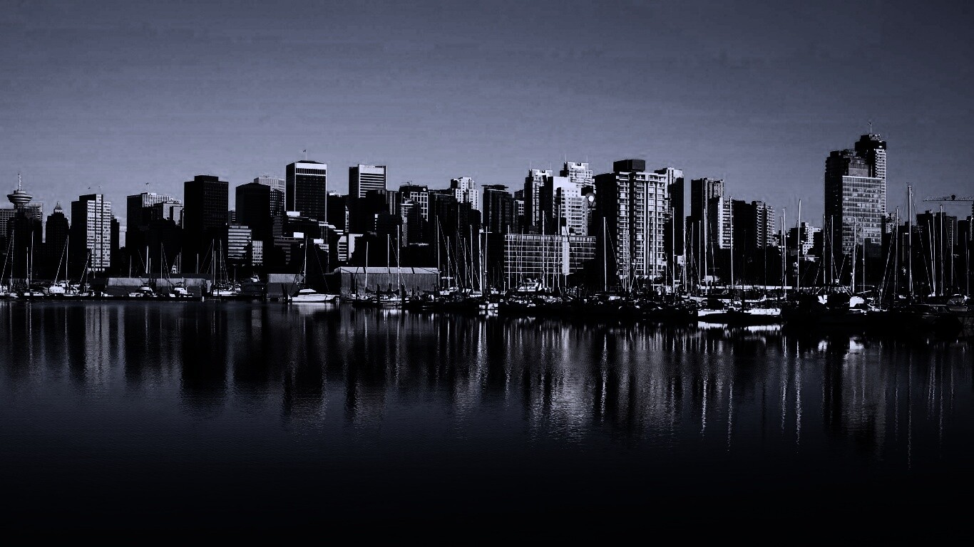 Город у воды обои