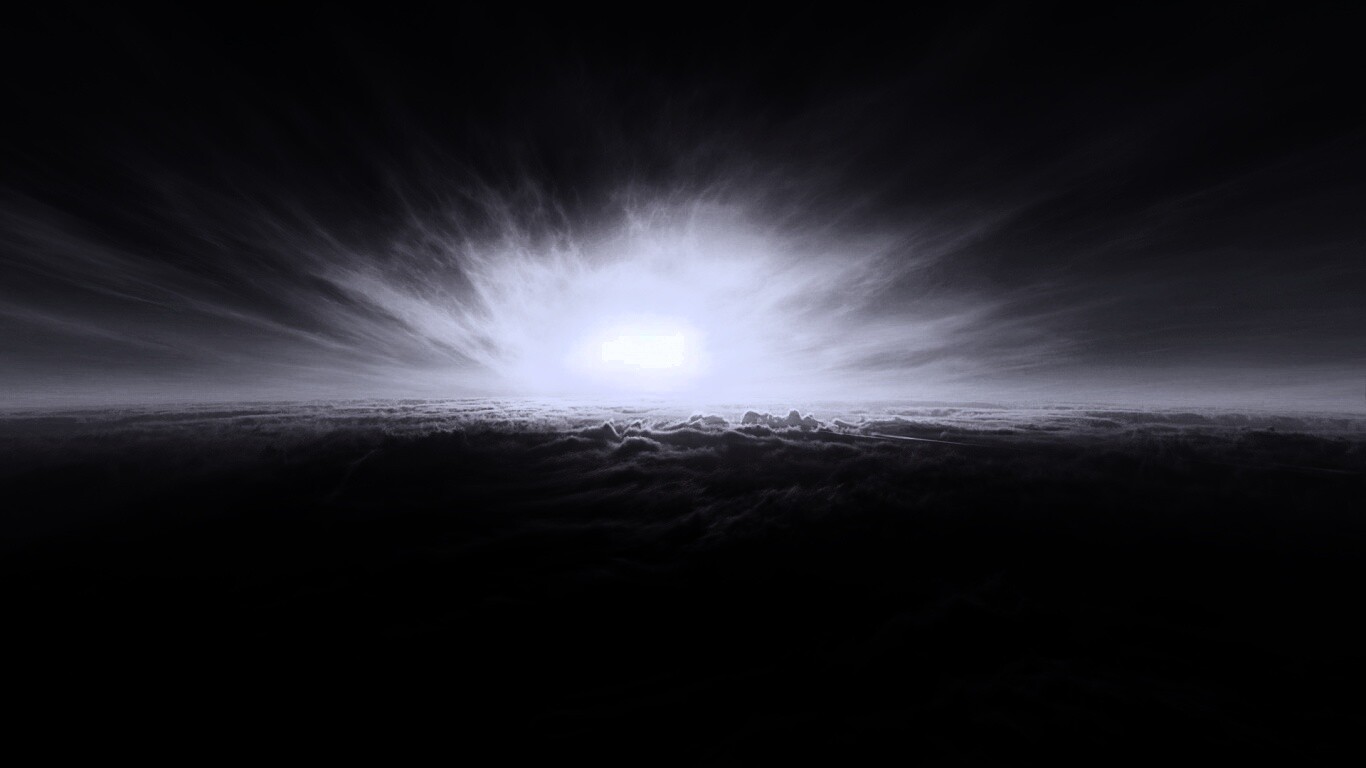 Закат над облаками обои