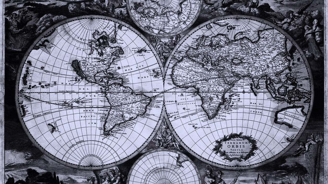 Старинная карта мира обои