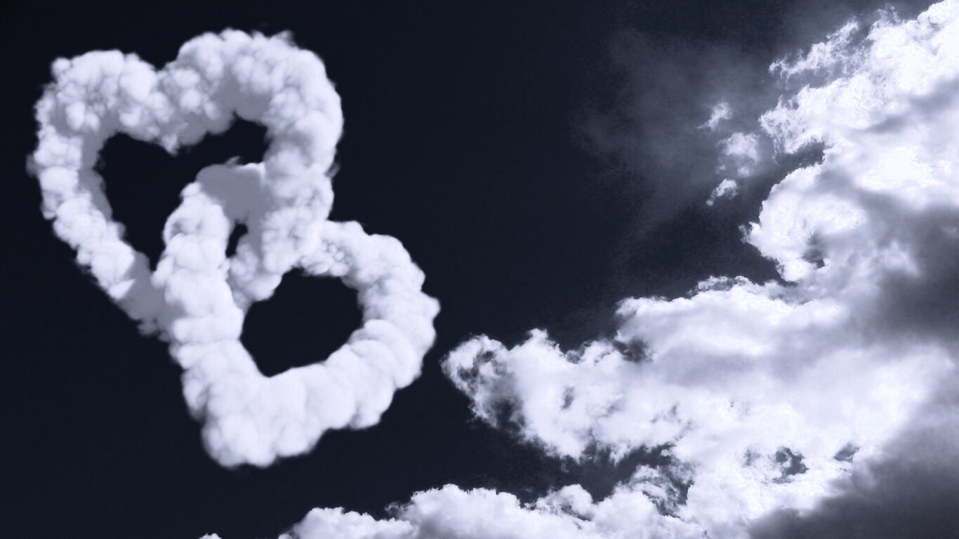 Облака в виде сердца обои