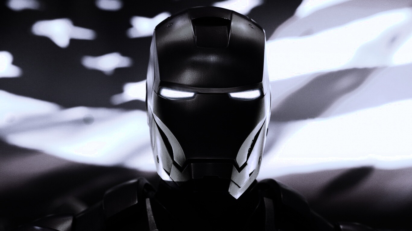 Железный человек на фоне американского флага обои