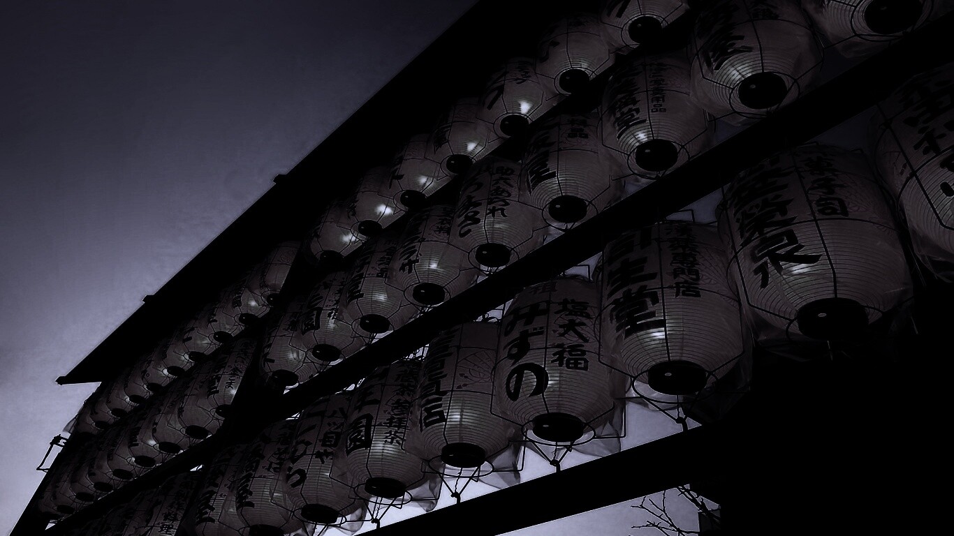 Японские фонарики вечером обои