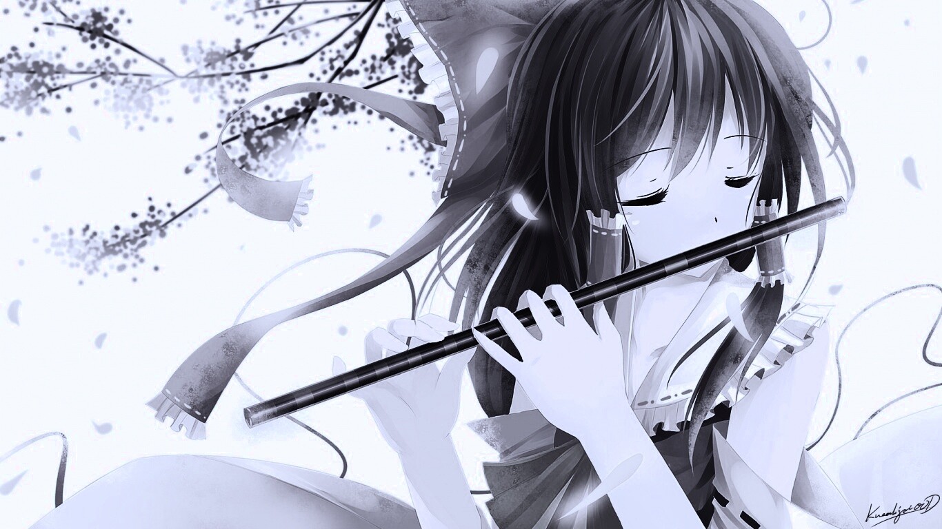 Девочка играет на флейте обои