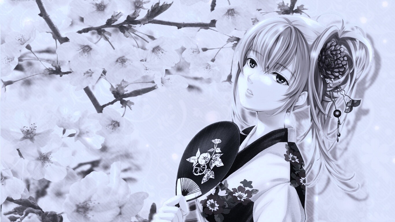 Девушка в кимоно обои