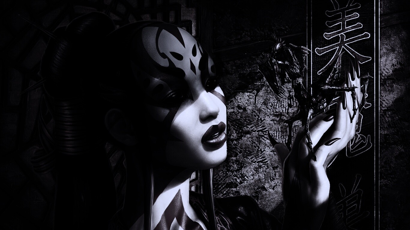 Девушка и богомол обои