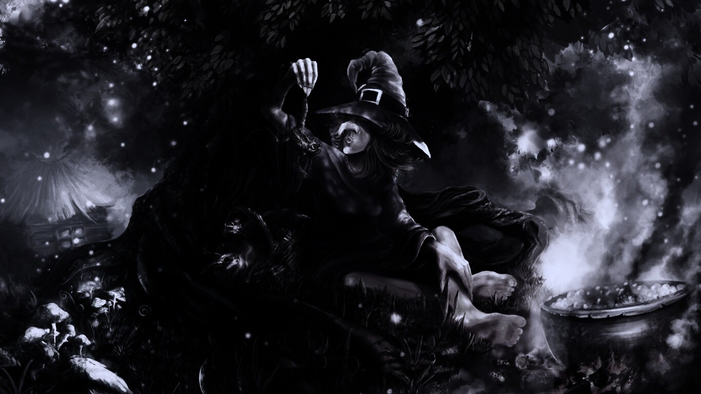 Ведьма варит зелье обои