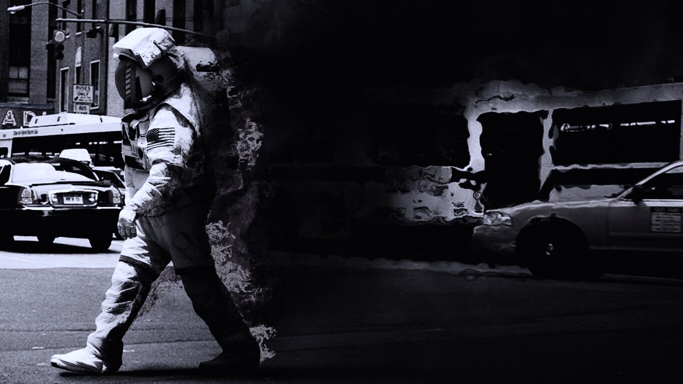 Астронавт в огне обои