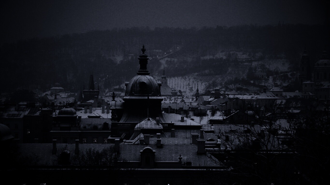 Город зимой обои