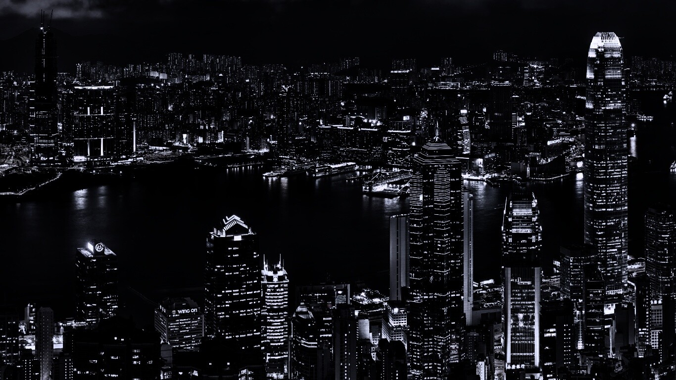 Небоскребы ночью обои