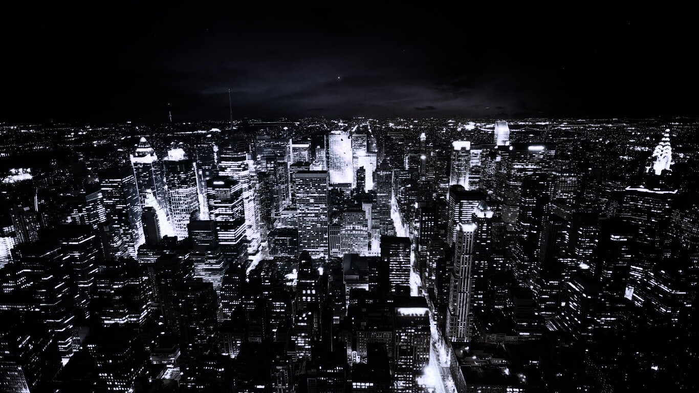 Вид на ночной Нью-Йорк обои