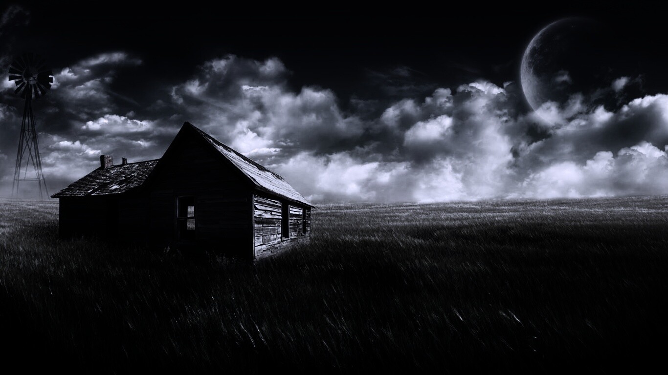 Домик в поле обои