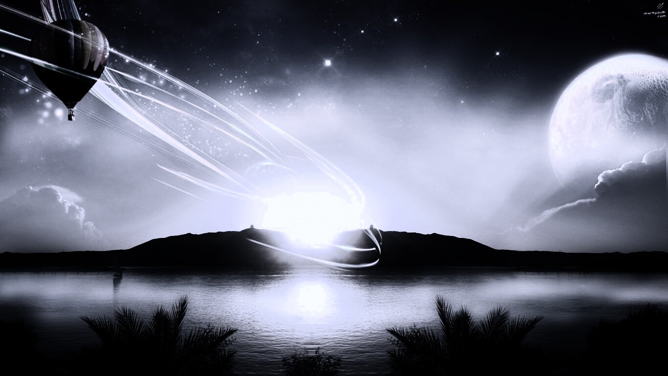 Радужный воздушный шар обои