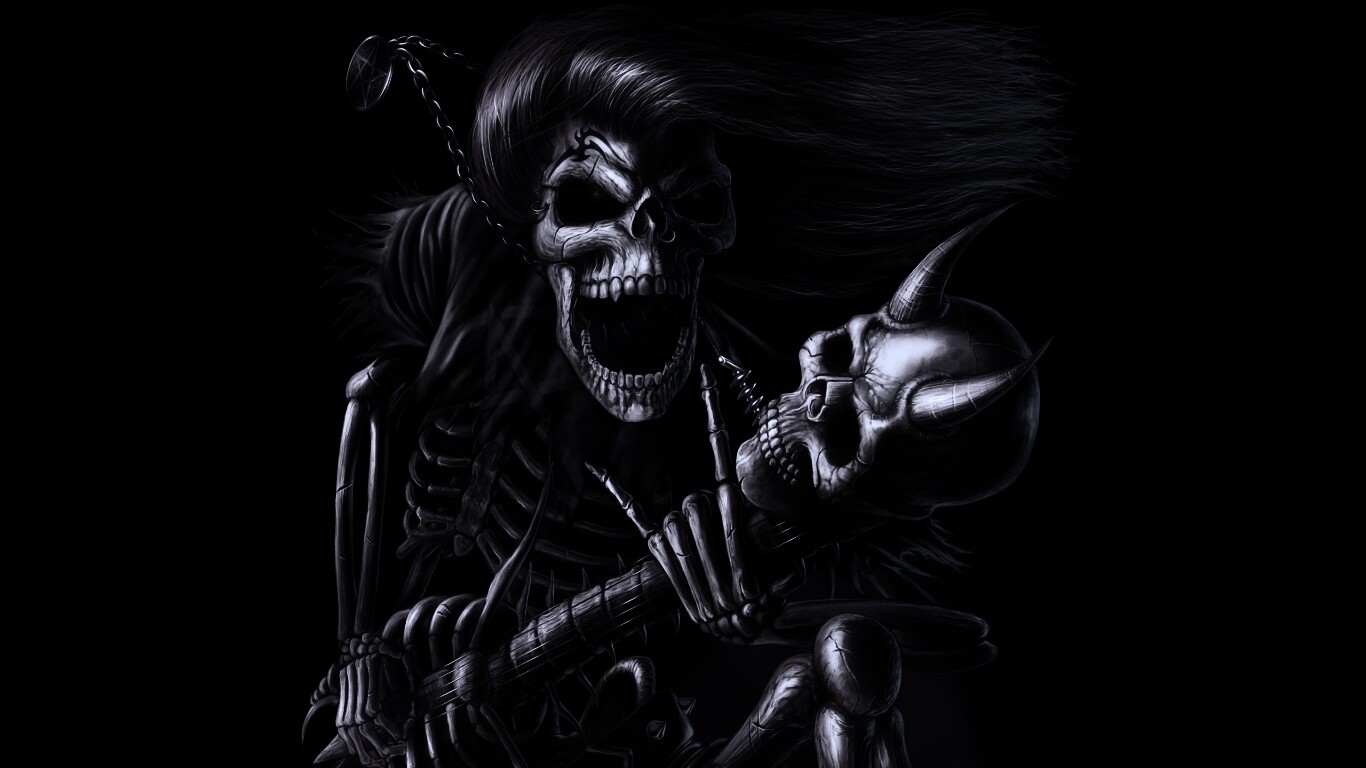 Скелет играет на скелет-гитары обои