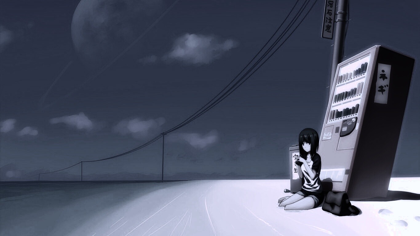 Девушка у автомата обои