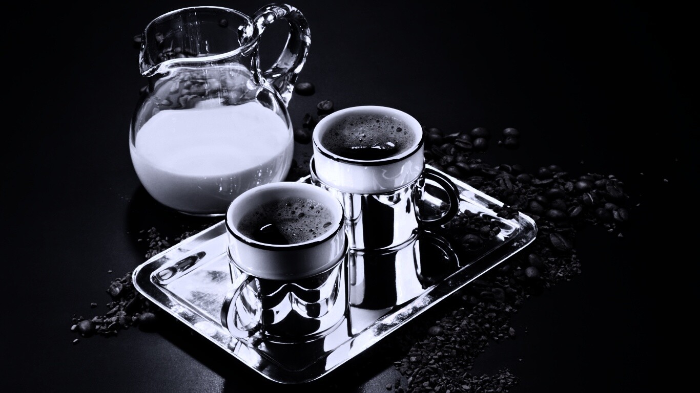 Поднос с кофе обои