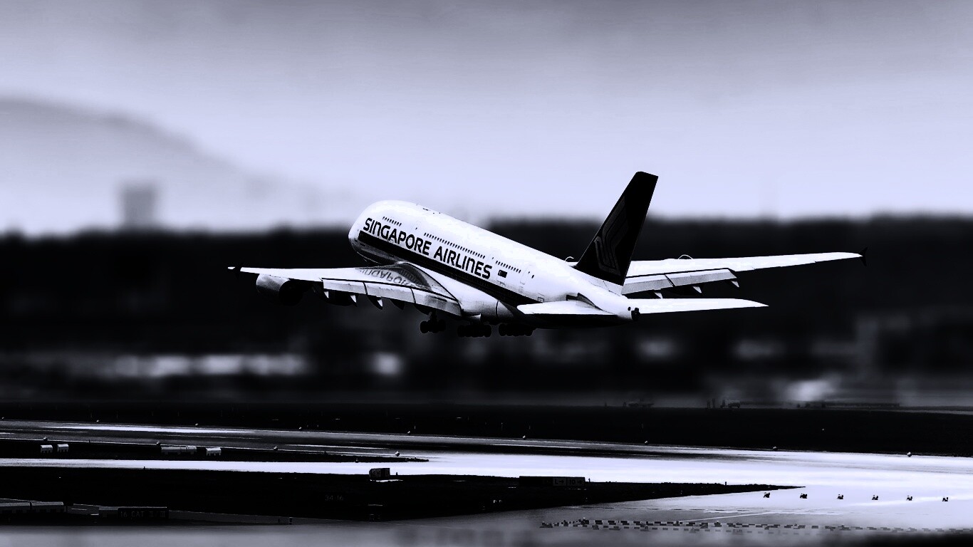 Взлет гражданского самолета обои