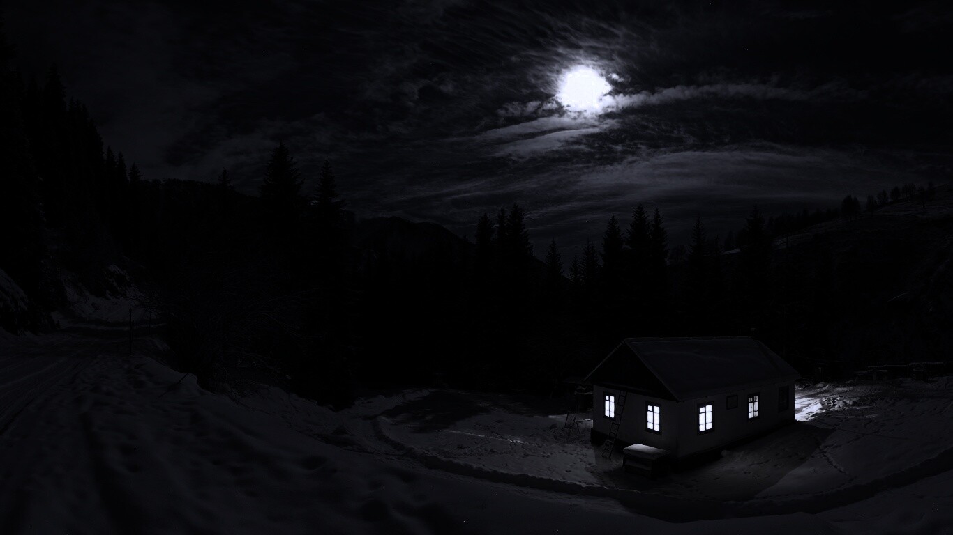 Один в зимнем лесу обои