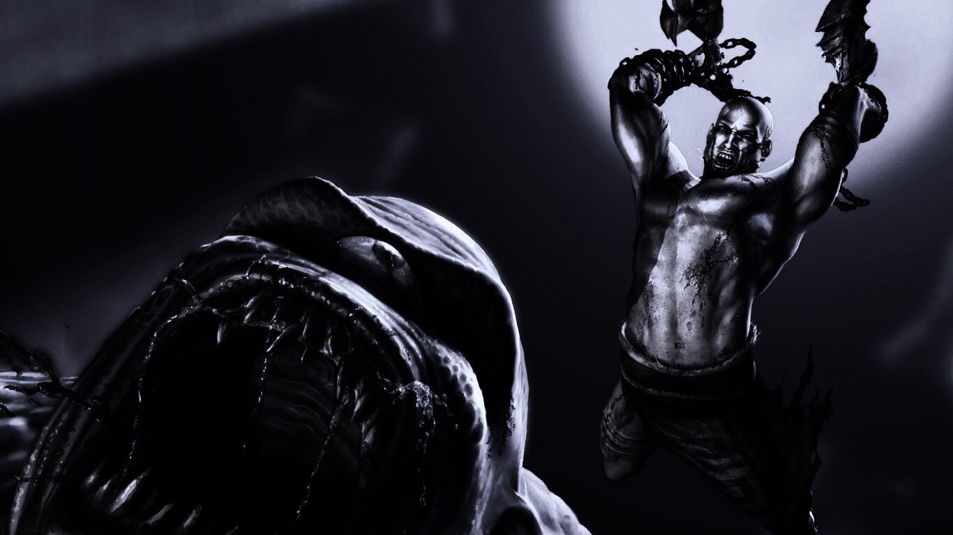Кратос против монстра обои