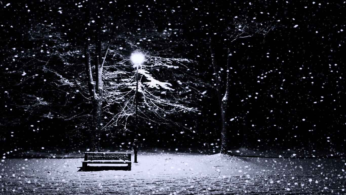 Ночь..улица..фонарь..скамейка.. обои