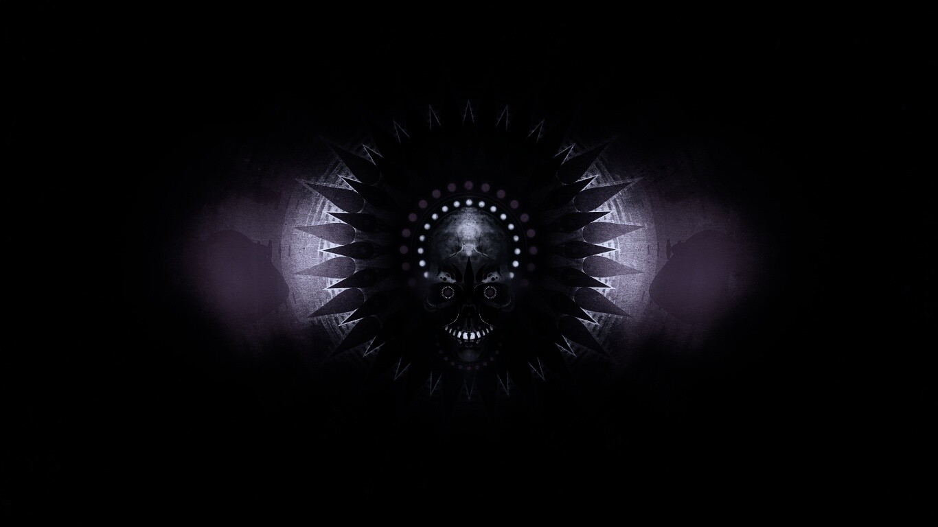 Неоновый череп обои