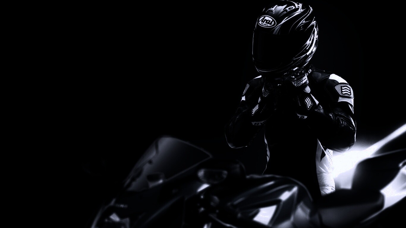 Мотоциклист в черном обои