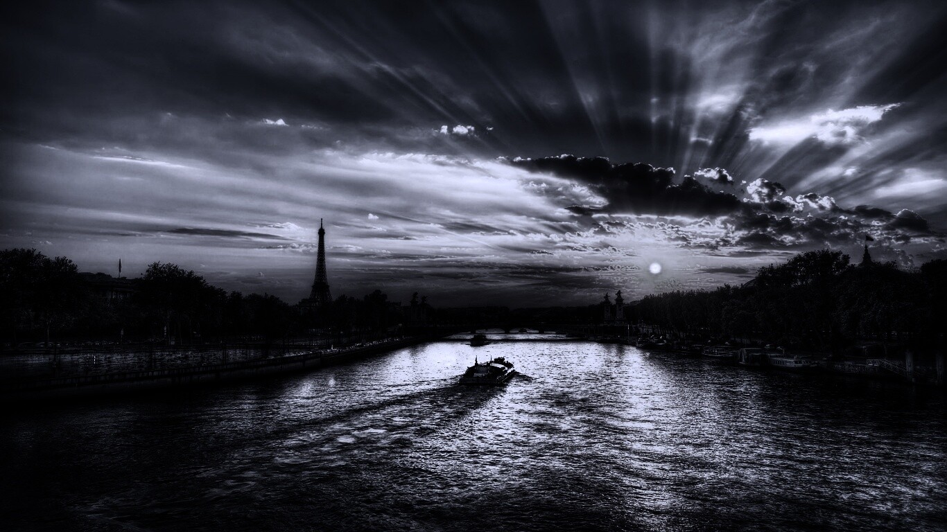 Закат над парижем HDR обои