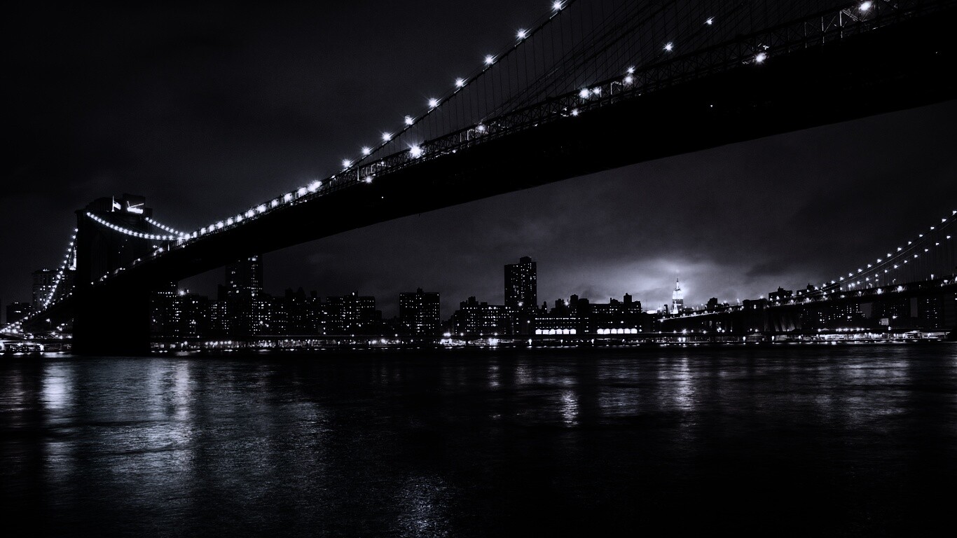 Мост в огнях обои