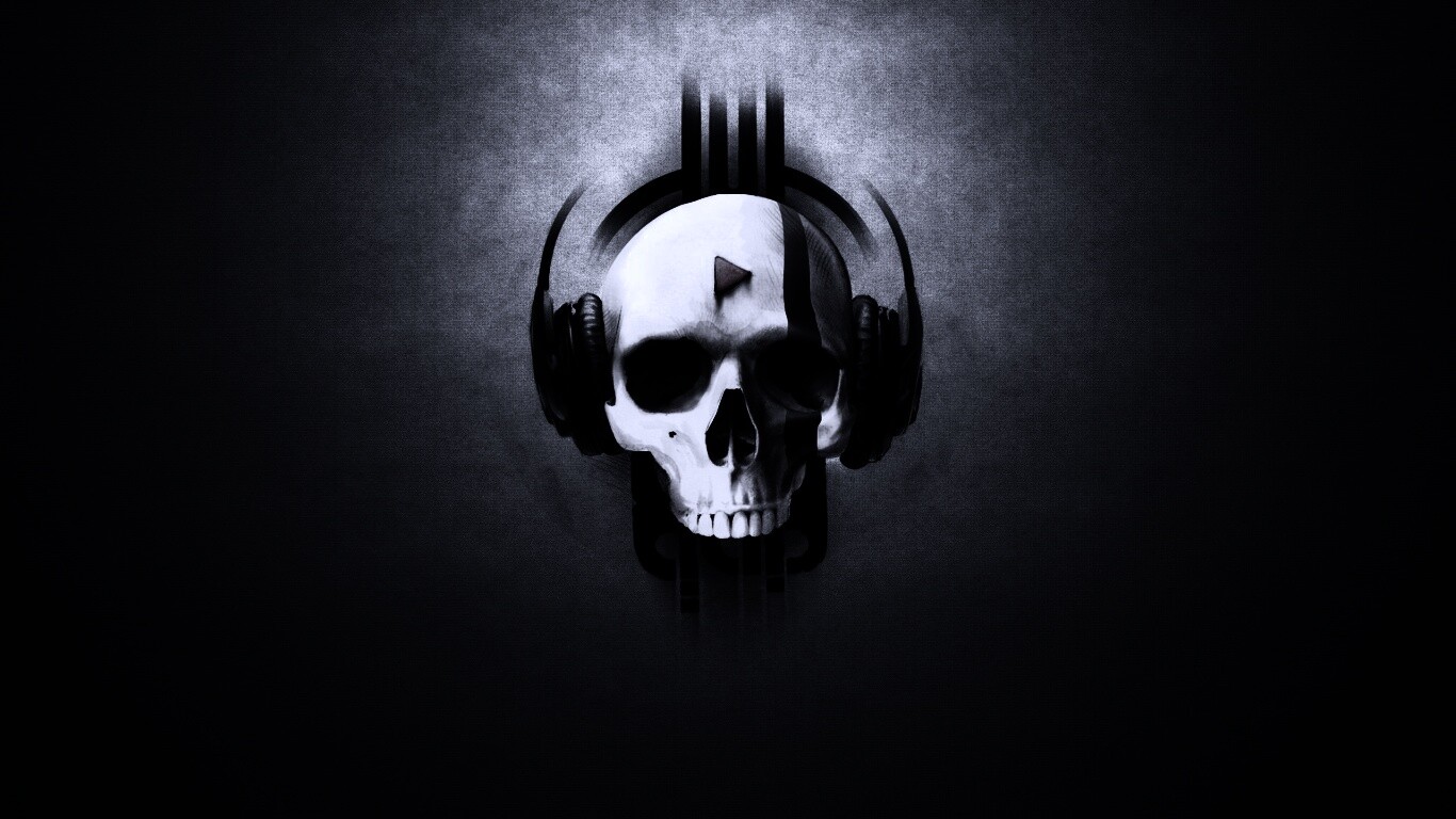 Череп в наушниках обои