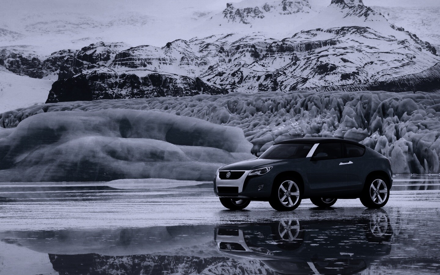 Внедорожник Фольксваген на льду обои