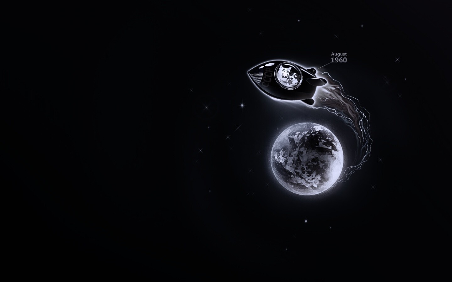 Белка и Стрелка летят в космос обои