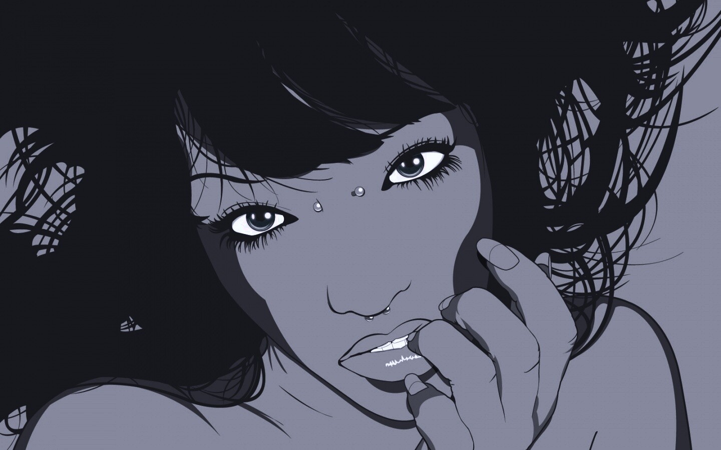 Девушка с пирсингом обои