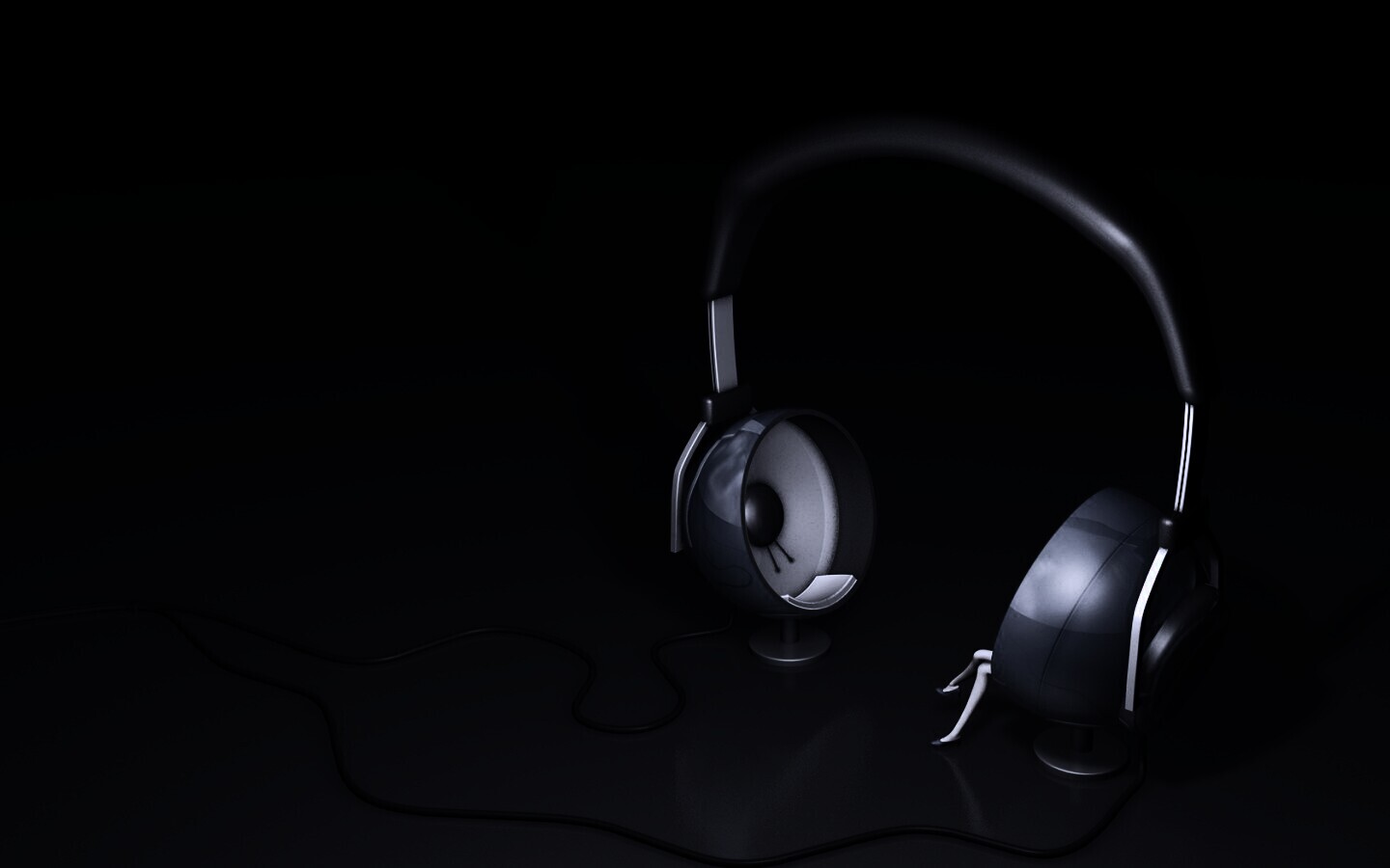 Девушка в наушниках обои